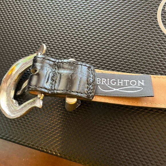 Brighton Black Croc-Embossed Belt with Silver Accents - Picture 3 of 5